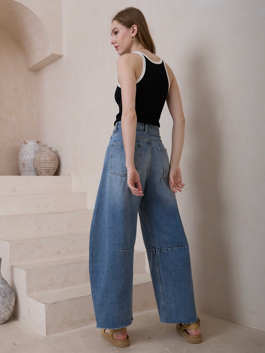 Elisa Barrel Leg Jean Blue