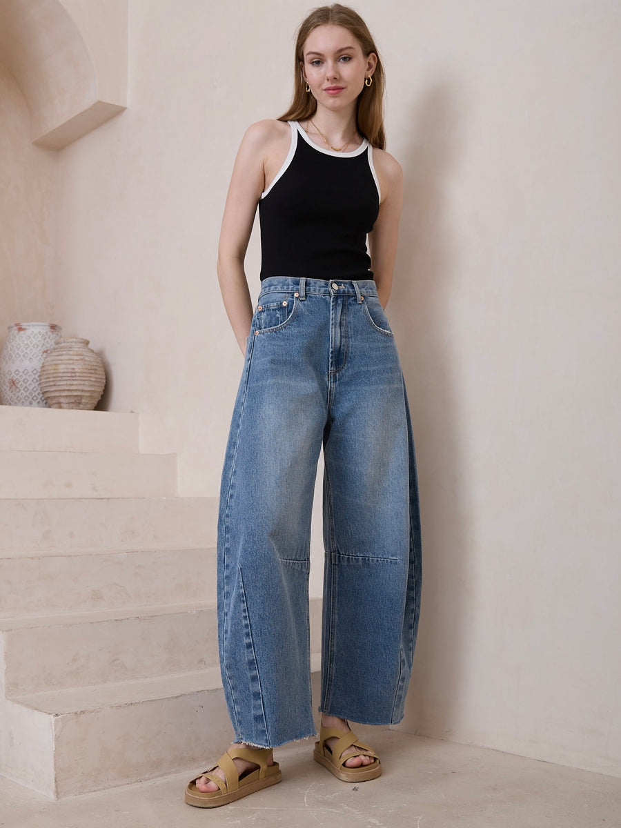 Elisa Barrel Leg Jean Blue