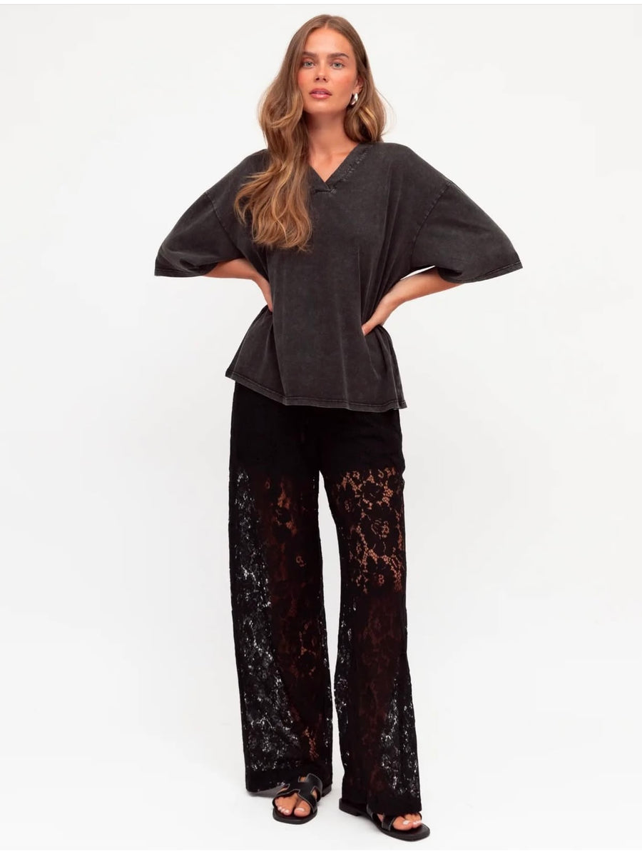 Cora Lace Pant Black