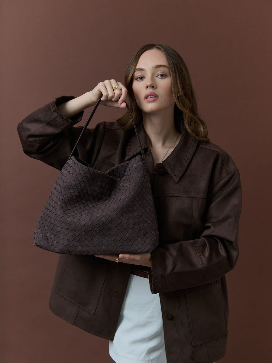 Calla Woven Bag - Chocolate